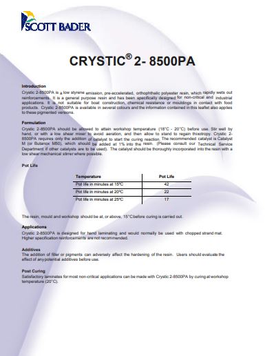 Crystic 2-8500 PA Polyester Resin TDS